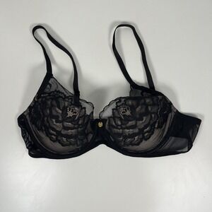 Natori 721150 Flora Contour Underwire Bra SZ 34C‎ Black